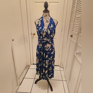 Floral Rouched Halter Dress